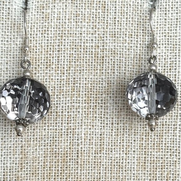 Handmade Sterling Silver & Two Tone Crystal Earrings Gold & Silver - Picture 4 of 7